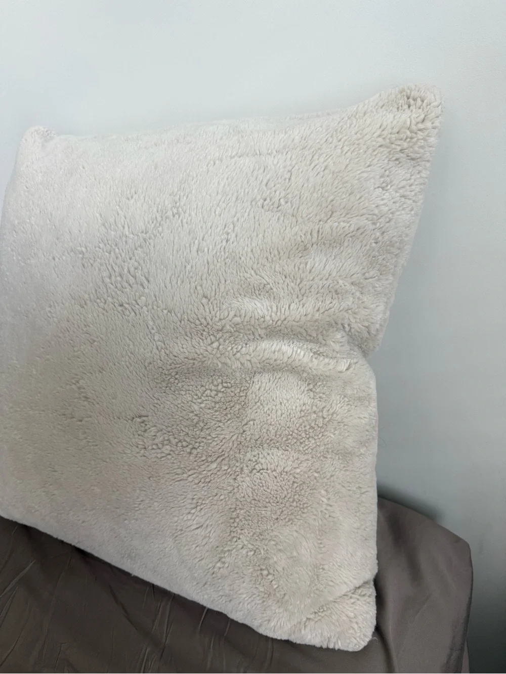 Soft Cream Faux Fur Decorative Pillow Cover